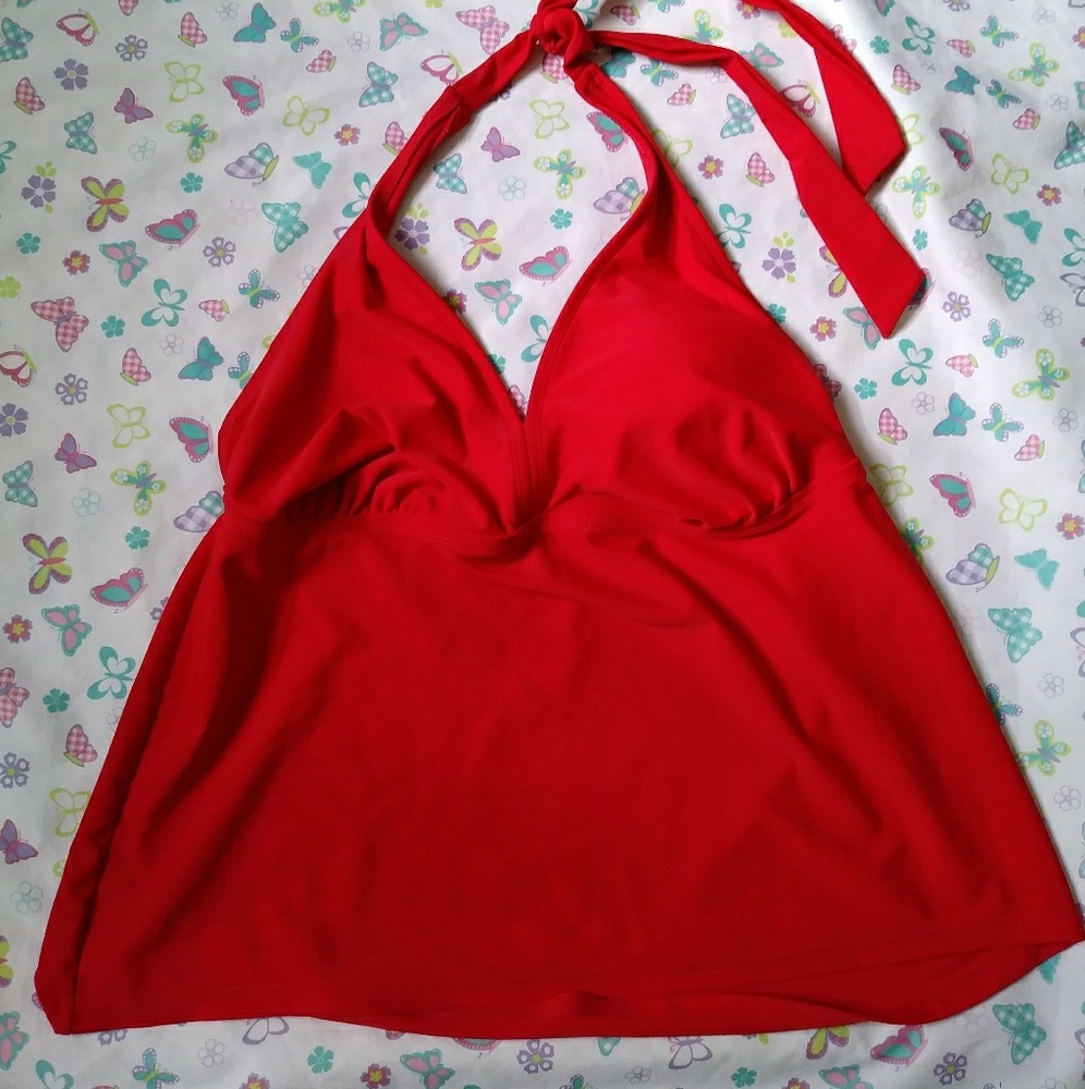 Red halter swim top